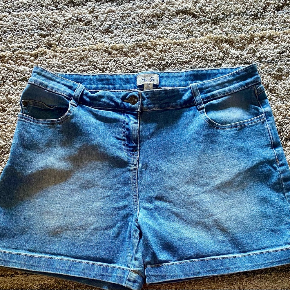 Per Se Light Blue Denim Jean Shorts (44)